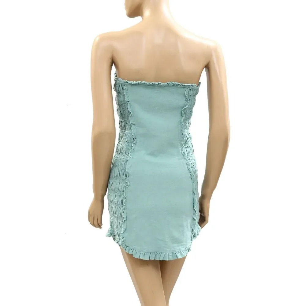 Free People Free-Est My Muse Mini Tube Dress Bodycon Smocked Cotton S NWT 285842 - Picture 7 of 8